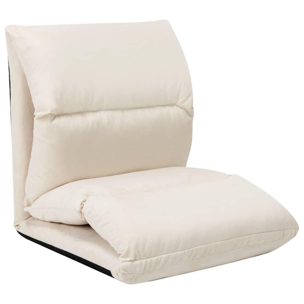 Folding Floor Chair Cream Microfibre