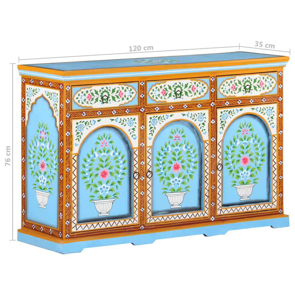 Hand Painted Sideboard 120x35x76 cm Solid Mango Wood