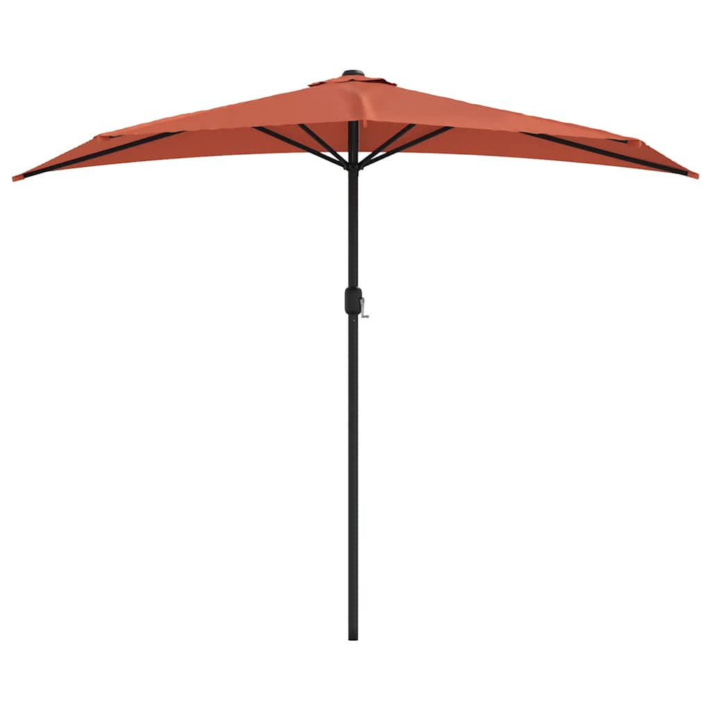 Balcony Parasol with Aluminium Pole Terracotta 270x144x222 cm Half