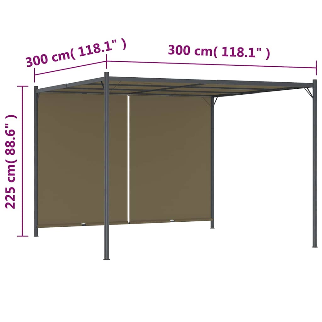 Garden Pergola with Retractable Roof 3x3 m Taupe 180 g/m²