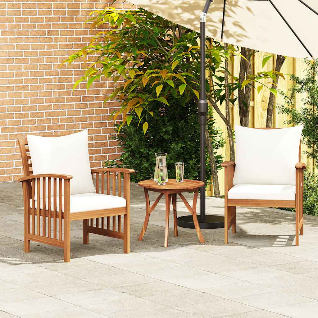 Garden Chairs with Cushions 2 pcs Solid Acacia Wood
