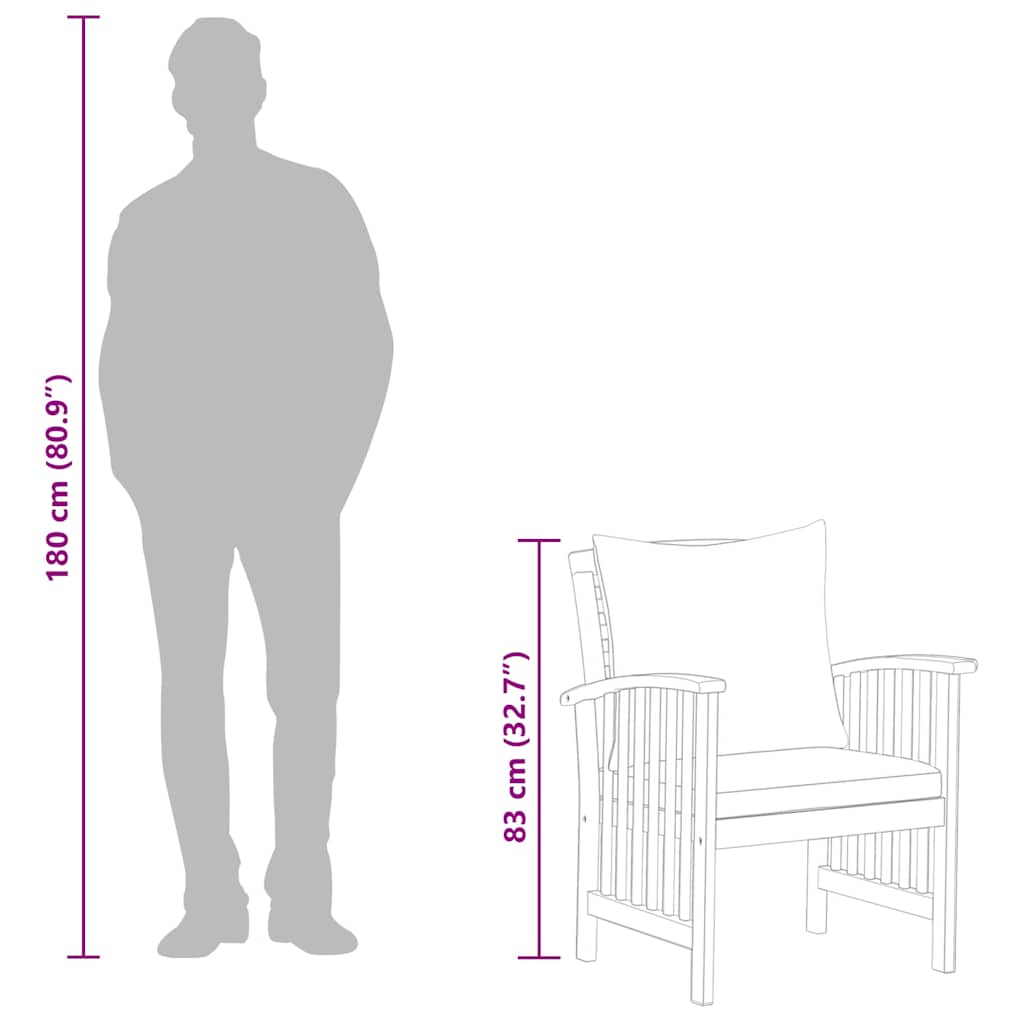 Garden Chairs with Cushions 2 pcs Solid Acacia Wood