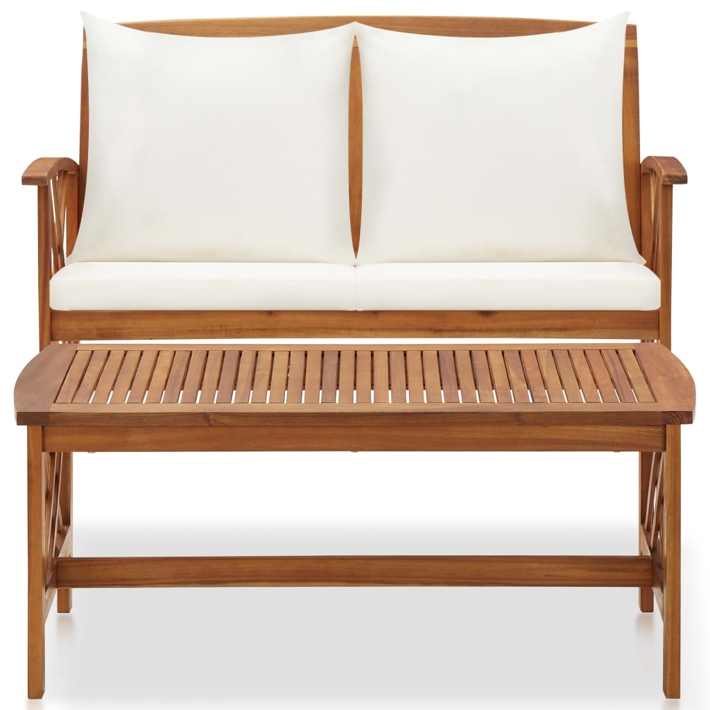 2 Piece Garden Lounge Set with Cushions Solid Acacia Wood