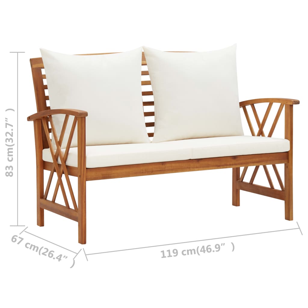 2 Piece Garden Lounge Set with Cushions Solid Acacia Wood