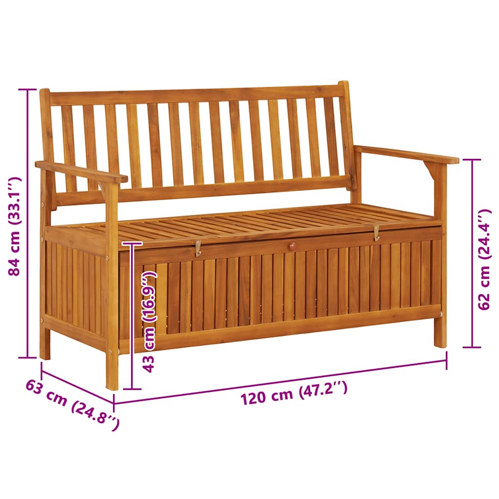 Garden Storage Bench 120 cm Solid Acacia Wood