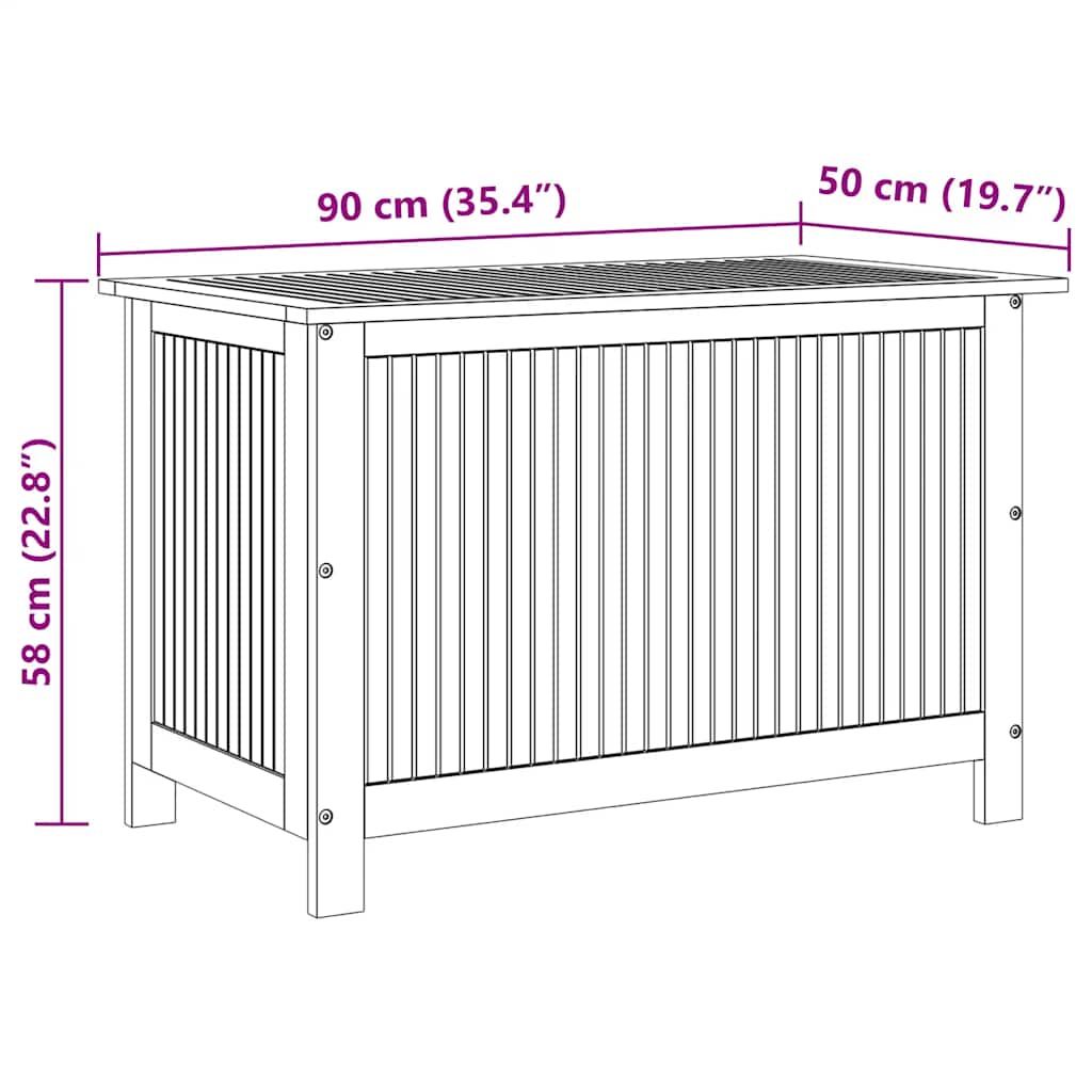 Garden Storage Box 90x50x58 cm Solid Acacia Wood