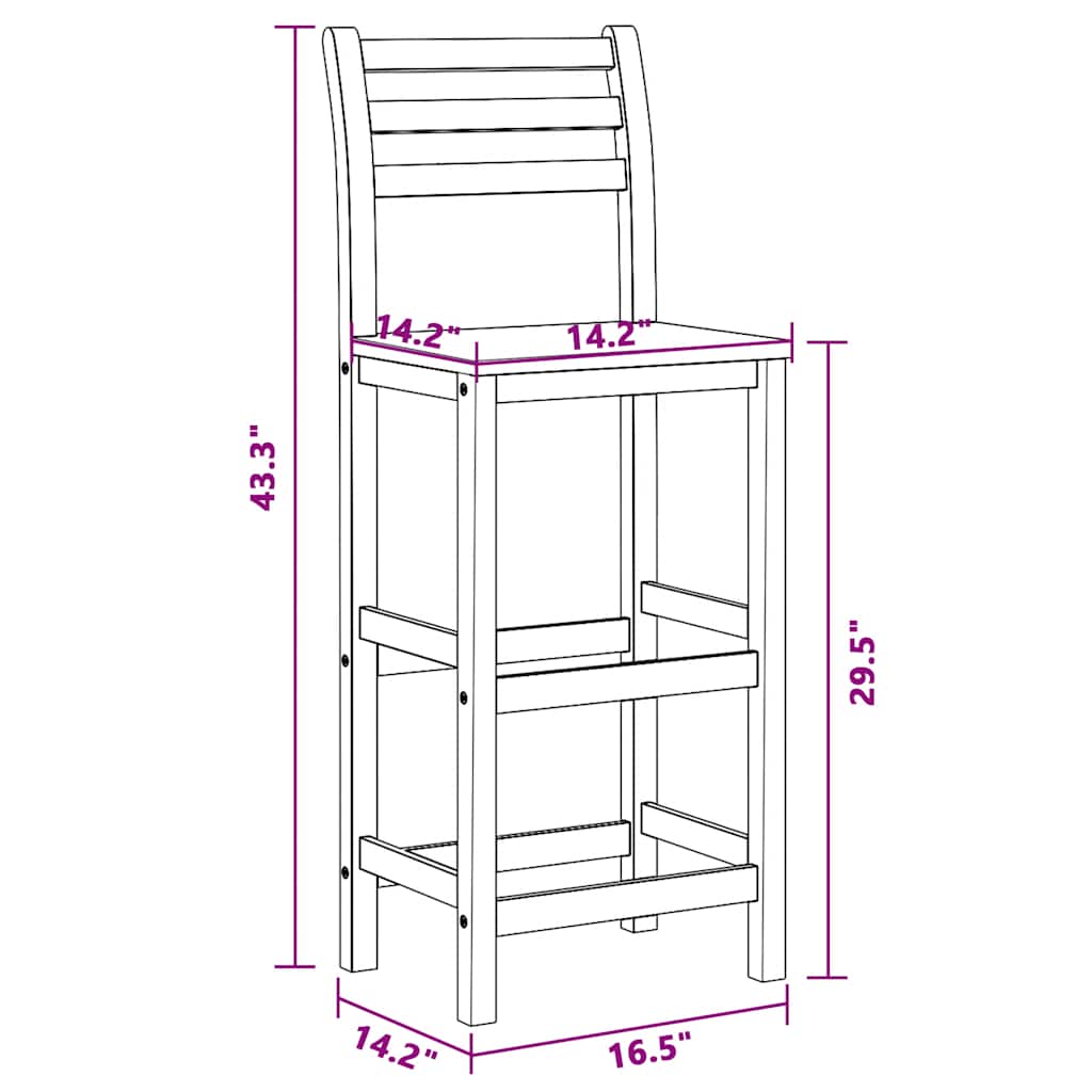 Bar Stools 4 pcs Solid Acacia Wood