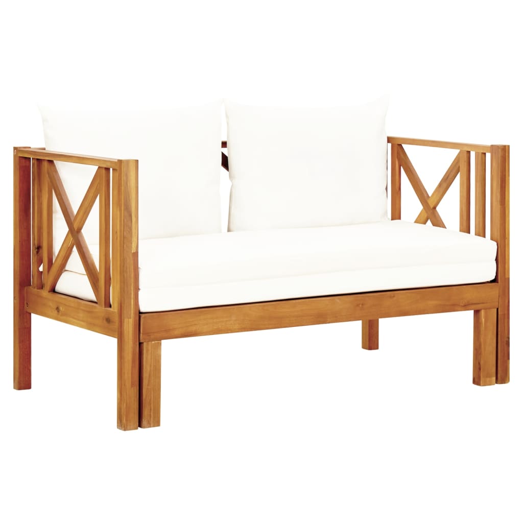 2-Seater Garden Bench with Cushions 122 cm Solid Acacia Wood