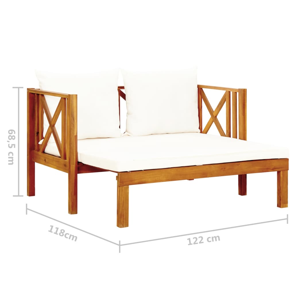 2-Seater Garden Bench with Cushions 122 cm Solid Acacia Wood