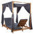 Double Sun Lounger with Curtains & Cushions Solid Acacia Wood