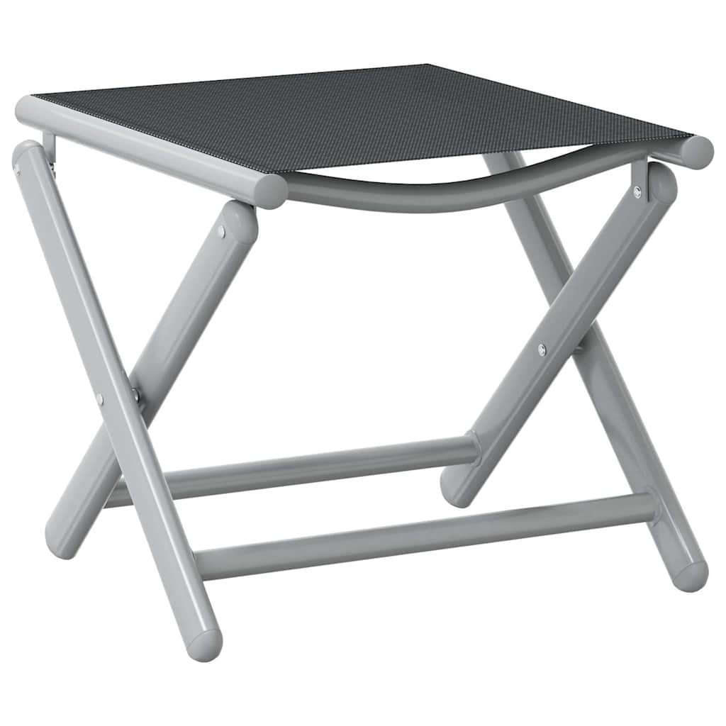 Folding Footrest Black and Silver Textilene and Aluminium