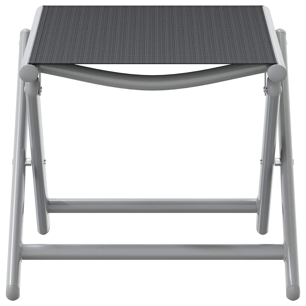 Folding Footrest Black and Silver Textilene and Aluminium