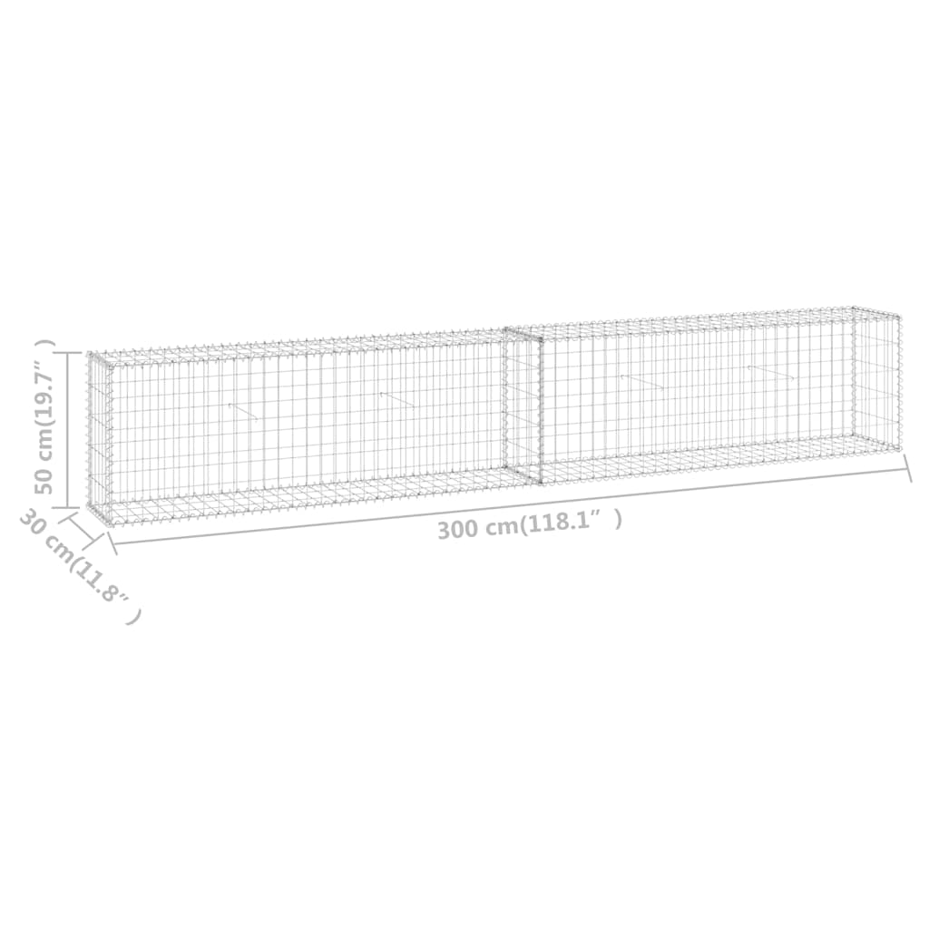 Gabion Wall with Covers Galvanised Steel 300x30x50 cm