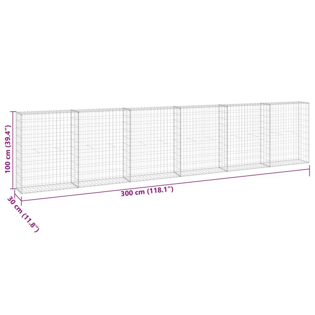 Gabion Wall with Covers Galvanised Steel 300x30x100 cm