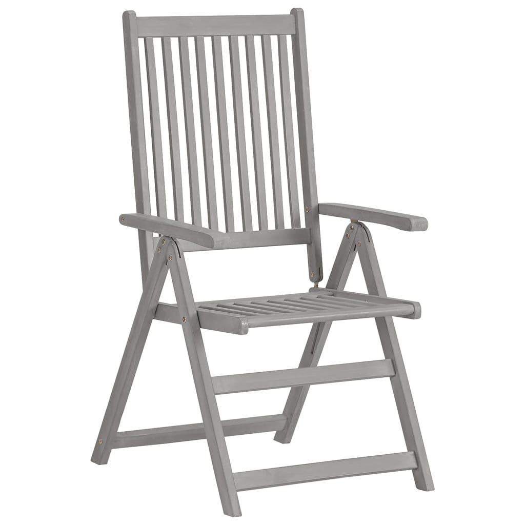 Garden Reclining Chairs 3 pcs Grey Solid Wood Acacia