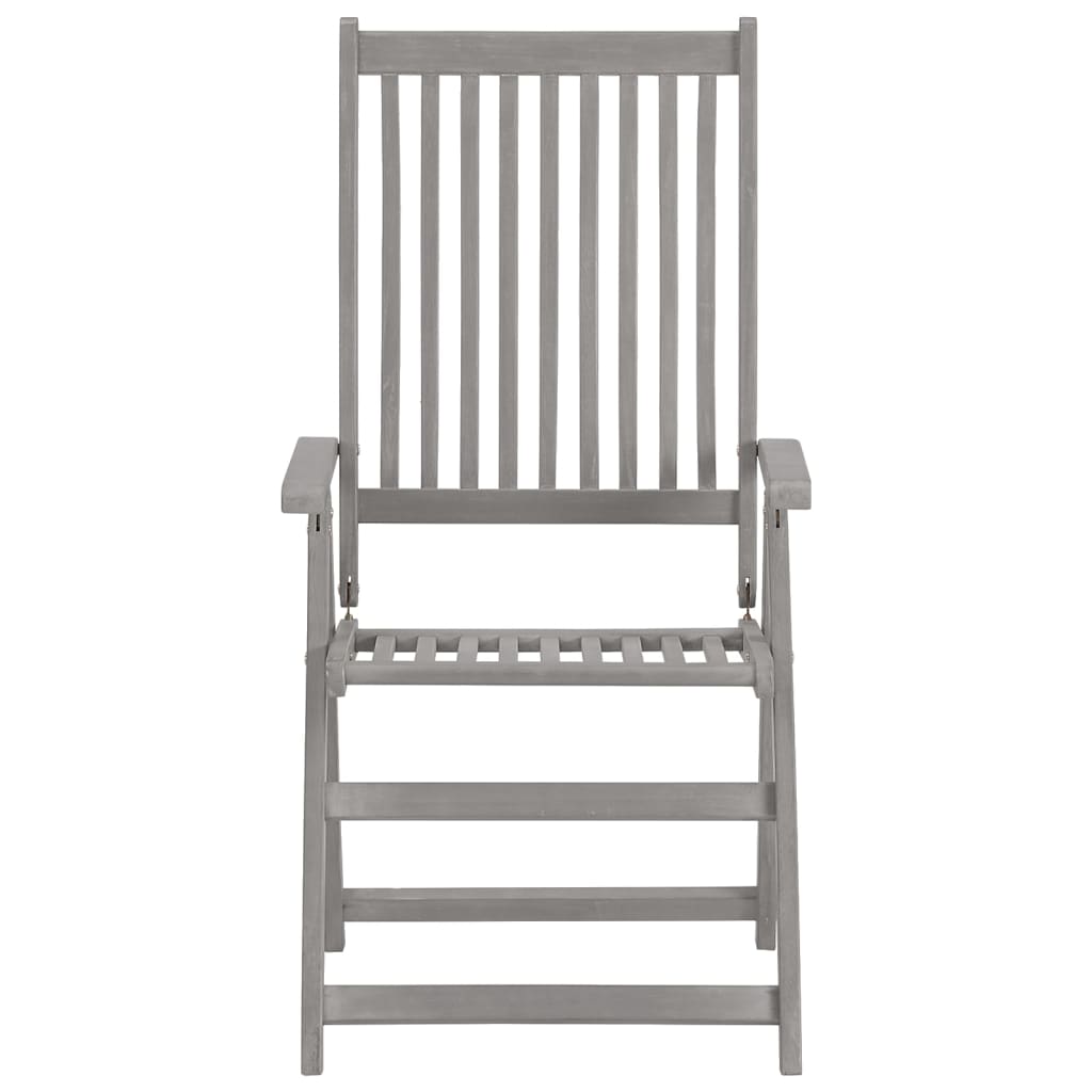 Garden Reclining Chairs 3 pcs Grey Solid Wood Acacia