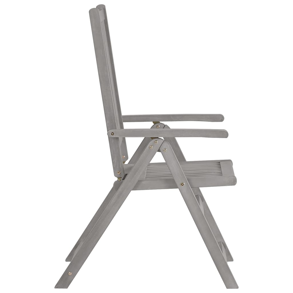 Garden Reclining Chairs 3 pcs Grey Solid Wood Acacia