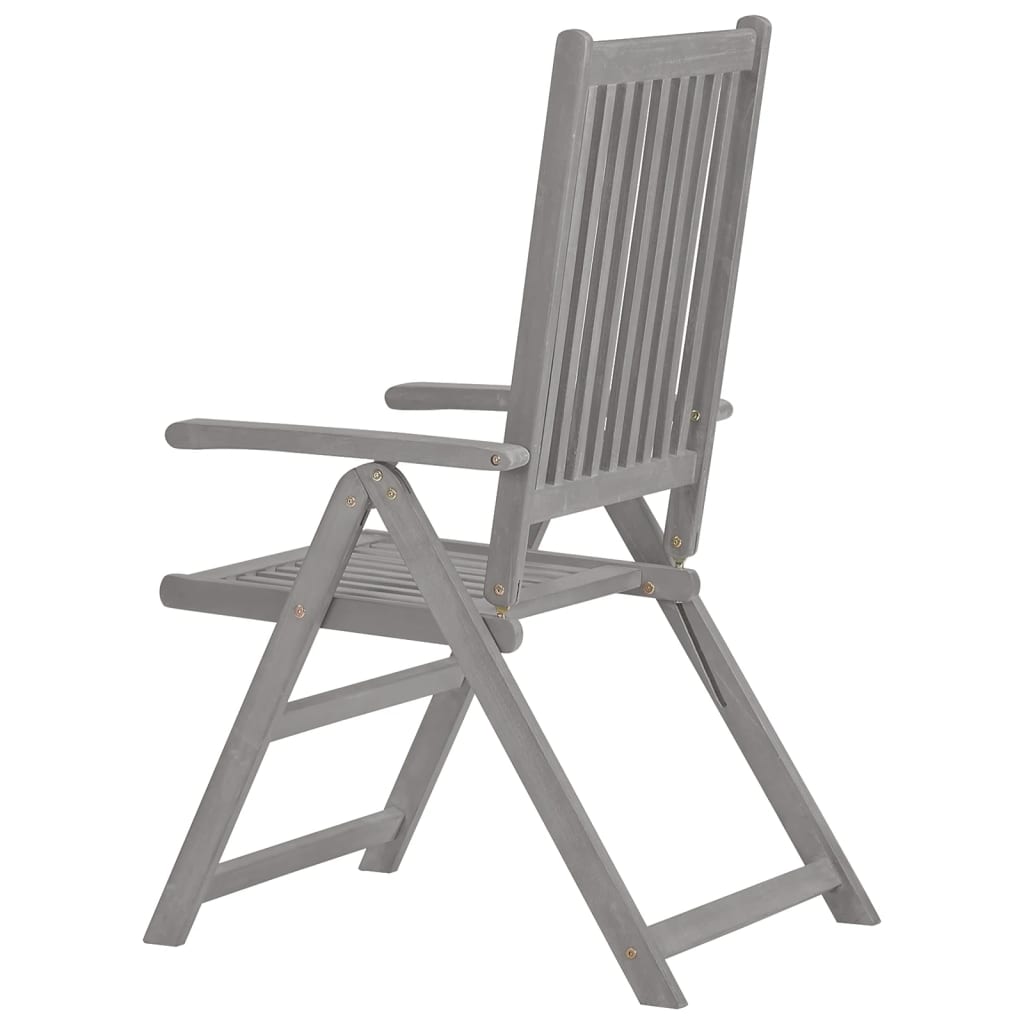 Garden Reclining Chairs 3 pcs Grey Solid Wood Acacia