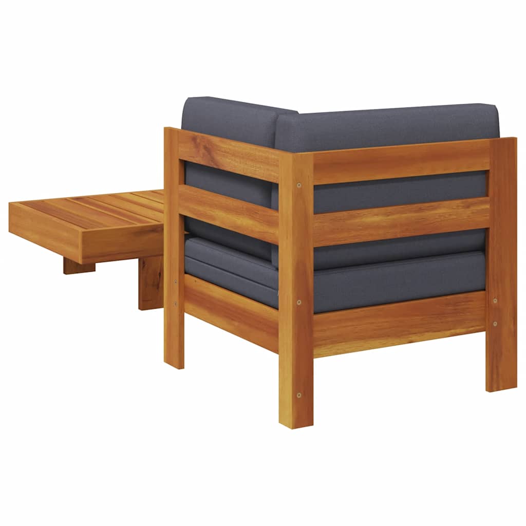 2 Piece Garden Lounge Set with Dark Grey Cushions Acacia Wood