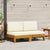 Middle Sofas 2 pcs with Cream White Cushions Solid Acacia Wood