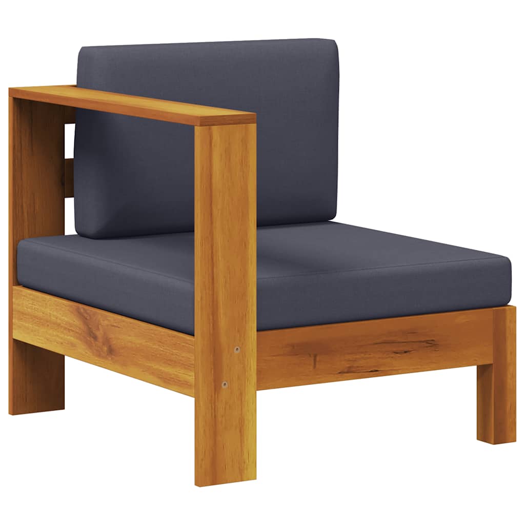 Middle Sofa with 1 Armrest Dark Grey Solid Acacia Wood