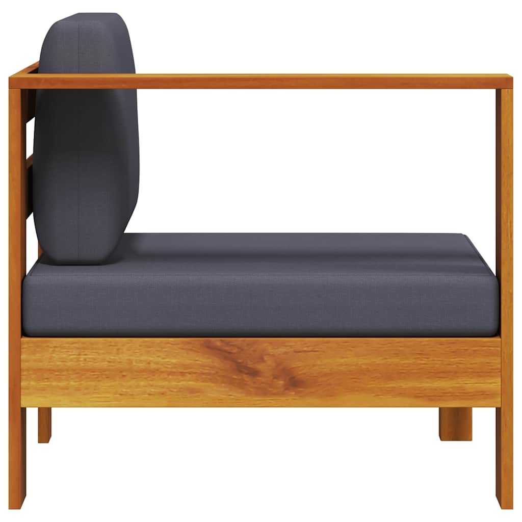 Middle Sofa with 1 Armrest Dark Grey Solid Acacia Wood