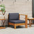 Middle Sofa with 1 Armrest Dark Grey Solid Acacia Wood