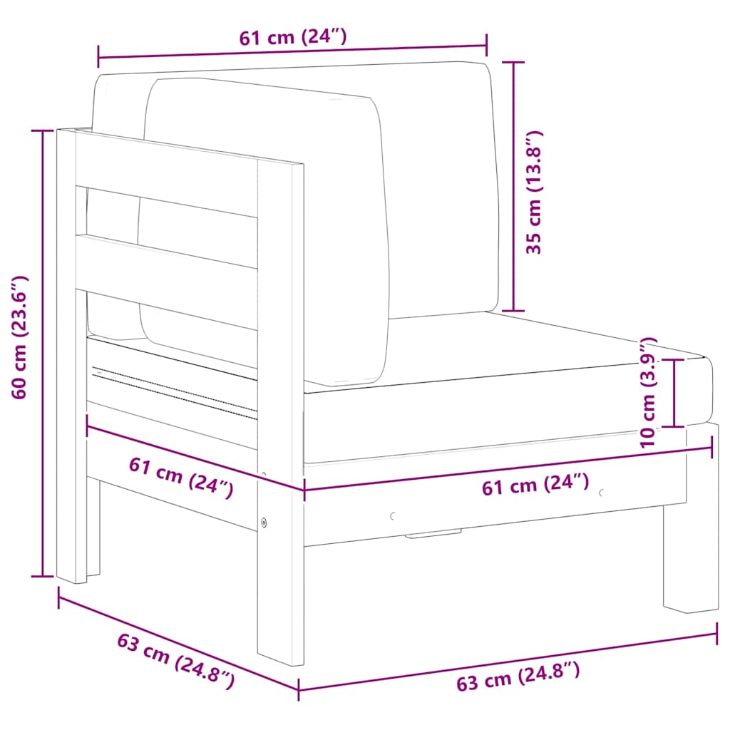 Corner Sofa with Cream White Cushions Solid Acacia Wood