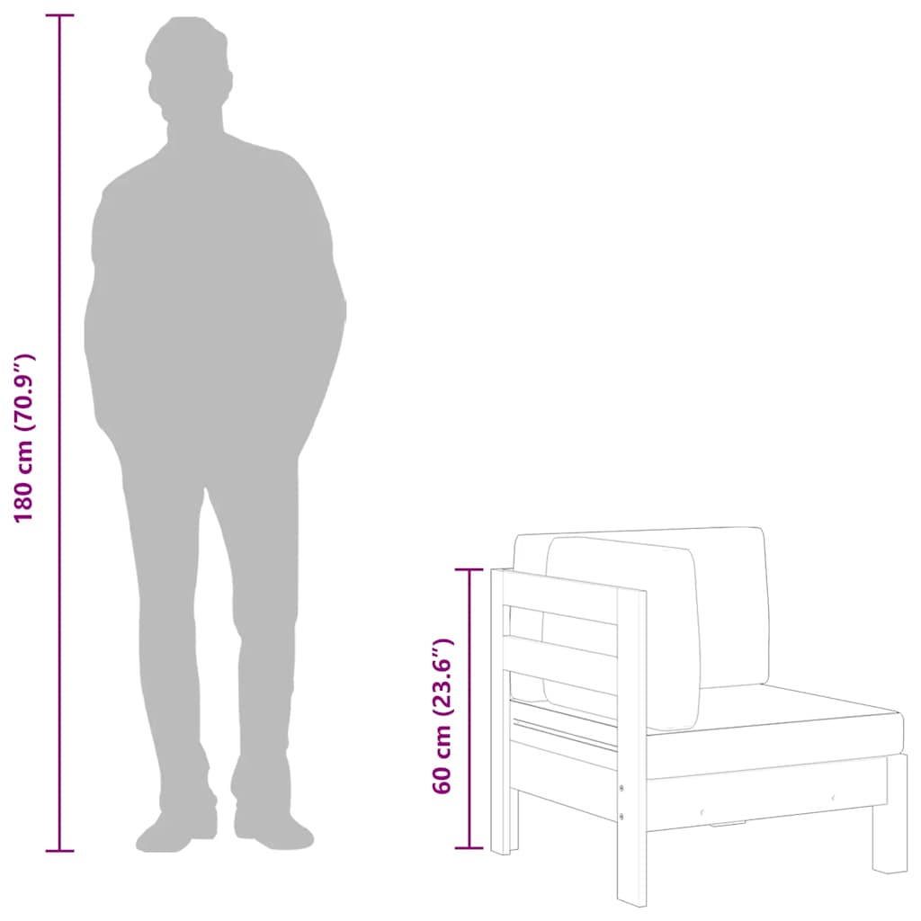 Corner Sofa with Cream White Cushions Solid Acacia Wood