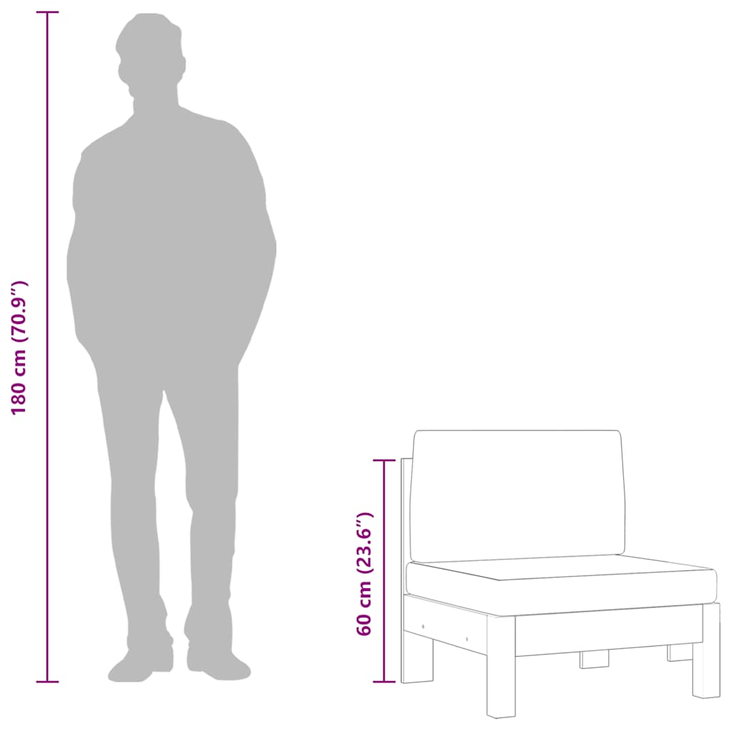 Middle Sofa with Cream White Cushions Solid Acacia Wood