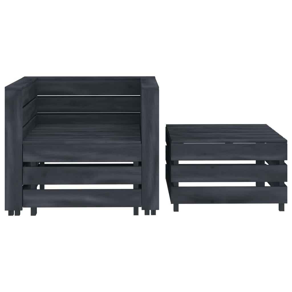 2 Piece Garden Pallet Lounge Set Grey Wood