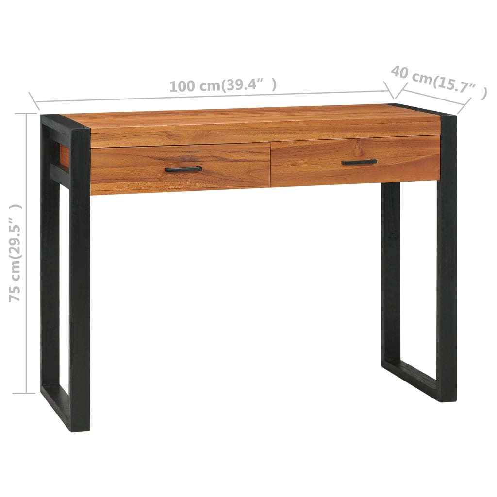 Desk with 2 Drawers 100x40x75 cm Teak Wood