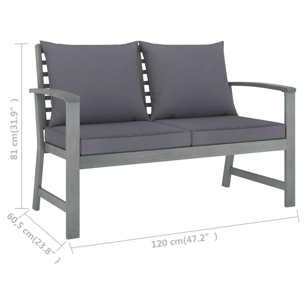 Garden Bench 120 cm with Dark Grey Cushion Solid Acacia Wood