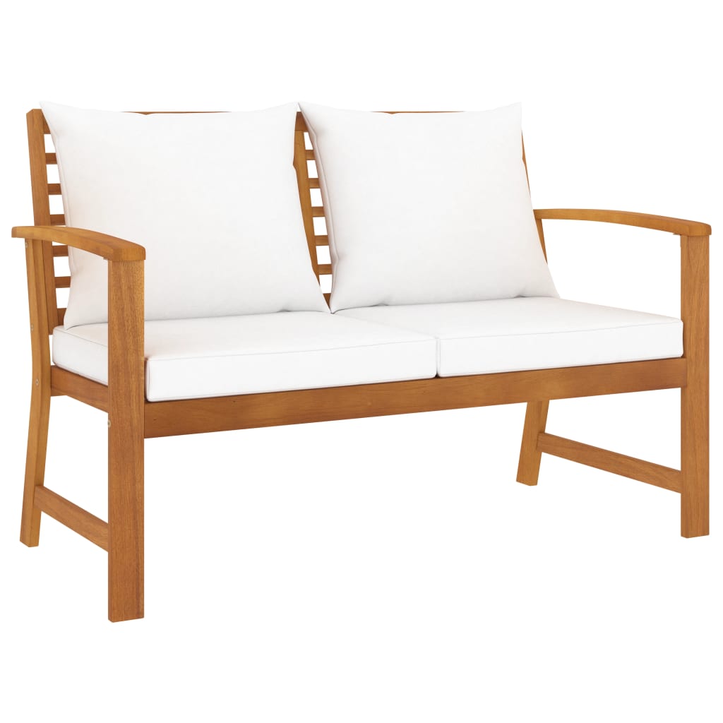 Garden Bench 120 cm with Cream Cushion Solid Acacia Wood