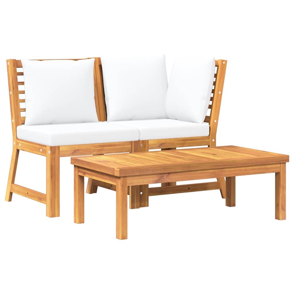 3 Piece Garden Lounge Set with Cream Cushion Solid Acacia Wood