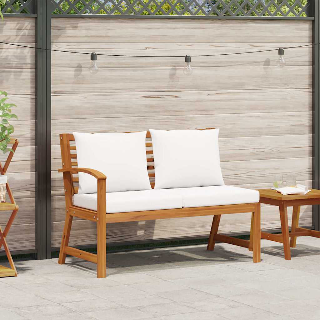 Garden Bench 114.5 cm with Cream Cushion Solid Acacia Wood