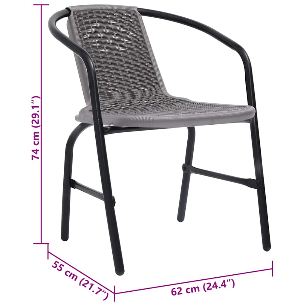 Garden Chairs 2 pcs Plastic Rattan and Steel 110 kg