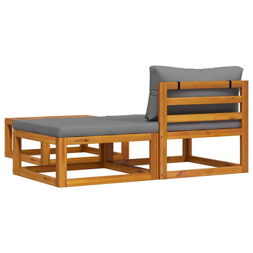 3 Piece Garden Lounge Set with Cushions Solid Acacia Wood