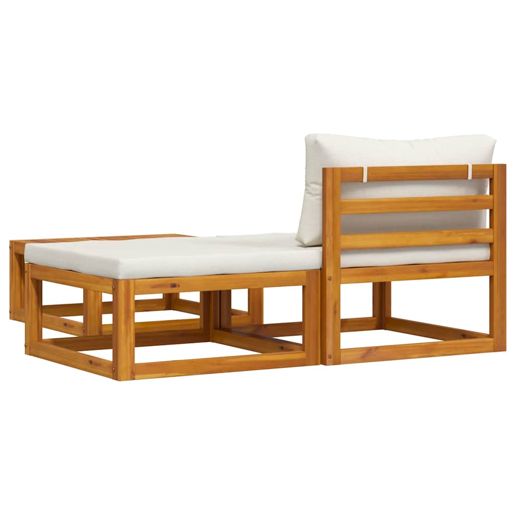 3 Piece Garden Lounge Set with Cream Cushions Solid Acacia Wood