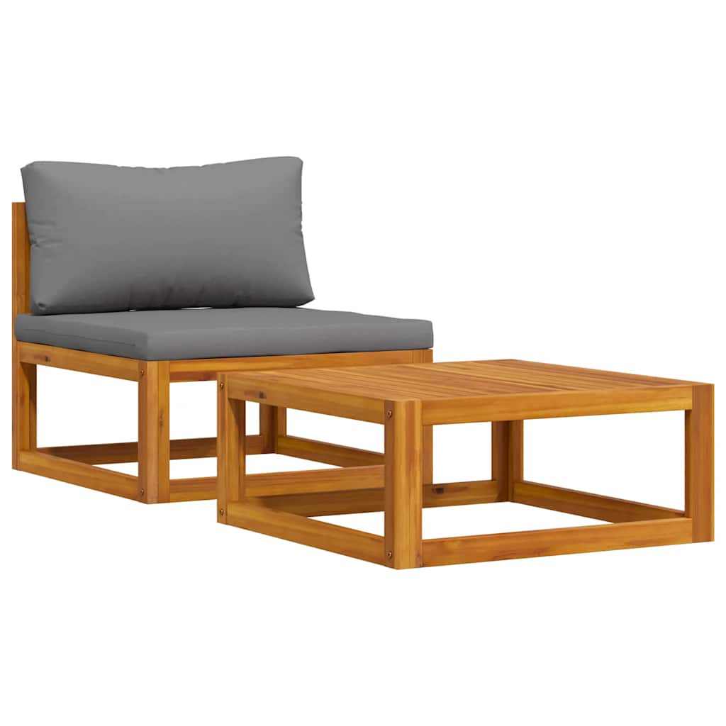 2 Piece Garden Sofa Set with Cushion Solid Acacia Wood
