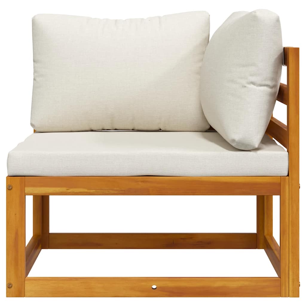 Sectional Corner Sofa & Cream White Cushion Solid Acacia Wood