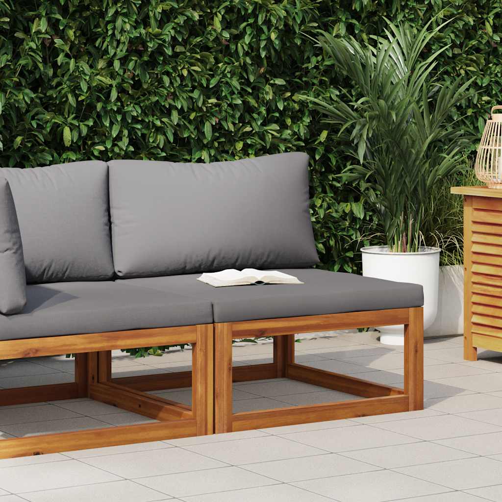 Sectional Middle Sofa &amp; Dark Grey Cushion Solid Acacia Wood