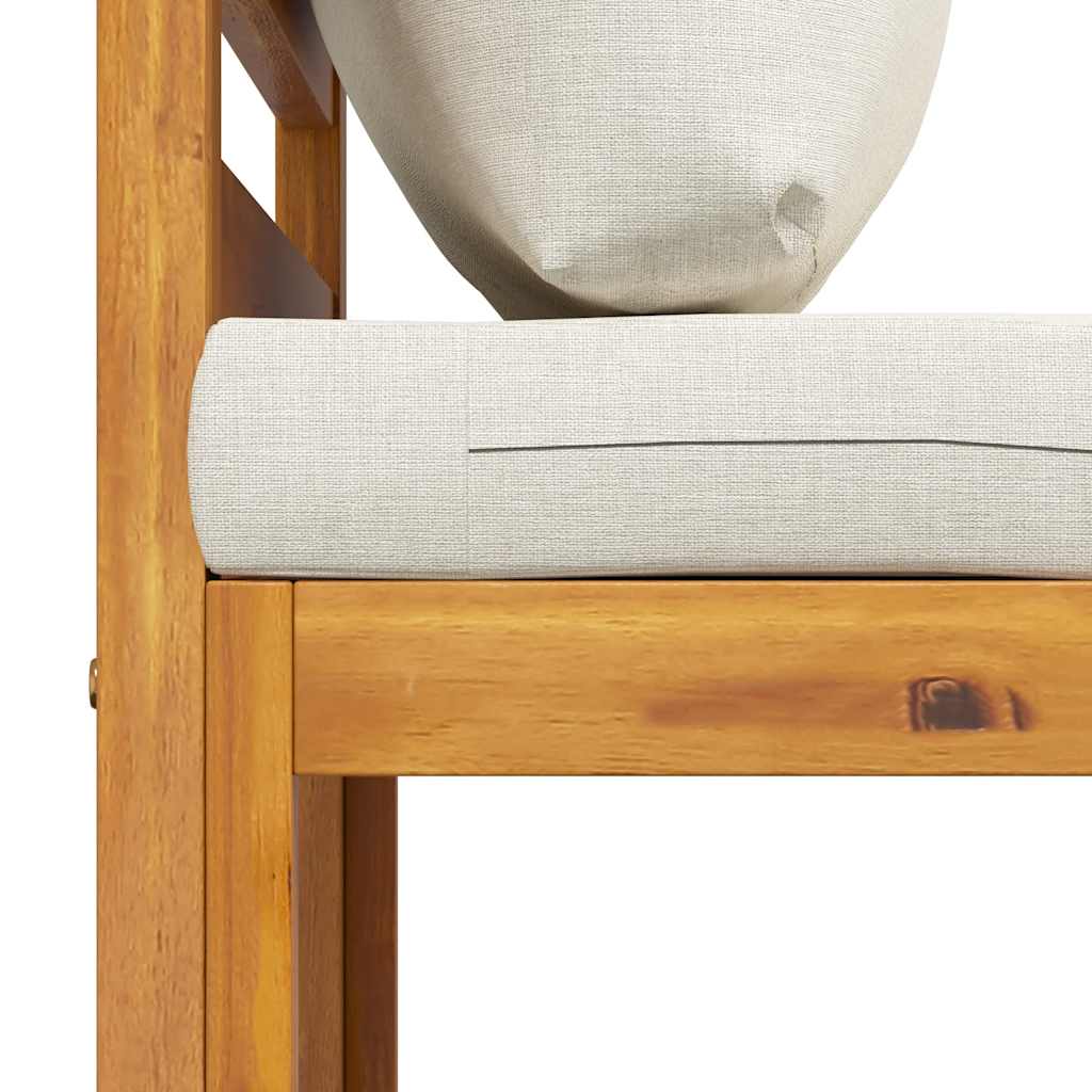 Sectional Middle Sofa & Cream White Cushion Solid Acacia Wood