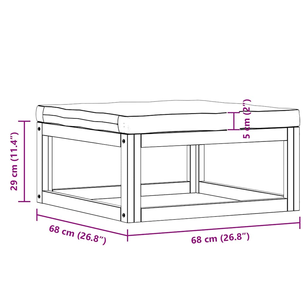 Footrest with Cream White Cushion Solid Acacia Wood