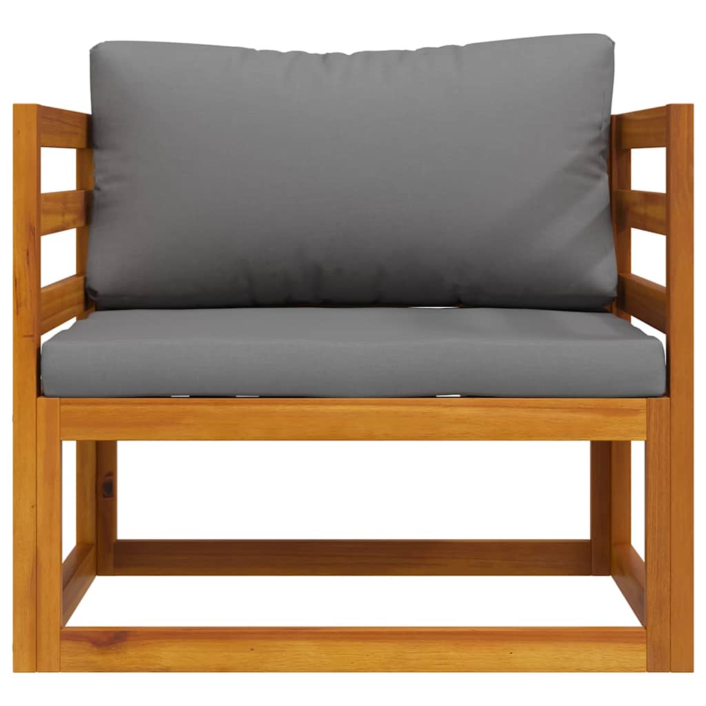 Garden Chair with Dark Grey Cushions Solid Acacia Wood