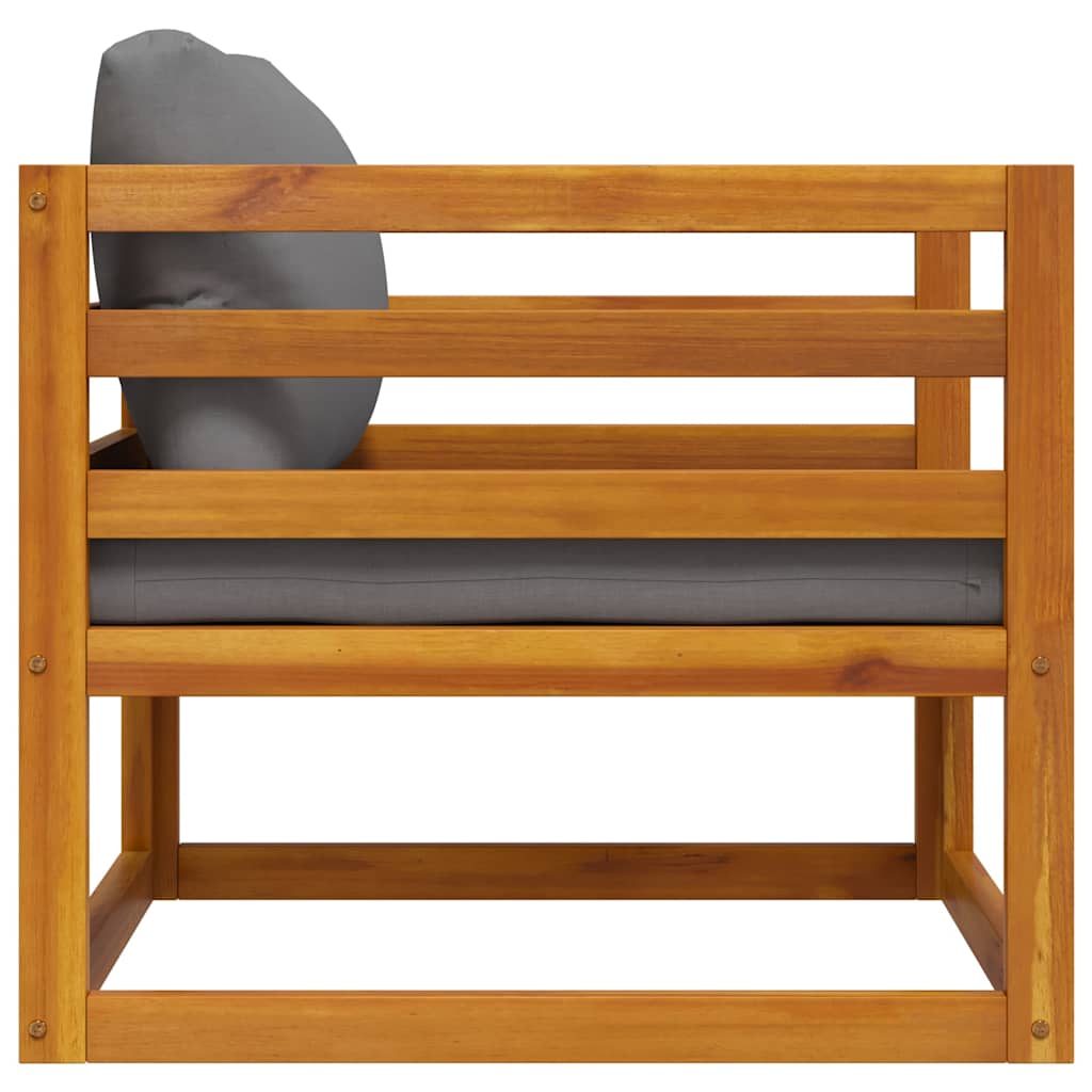 Garden Chair with Dark Grey Cushions Solid Acacia Wood