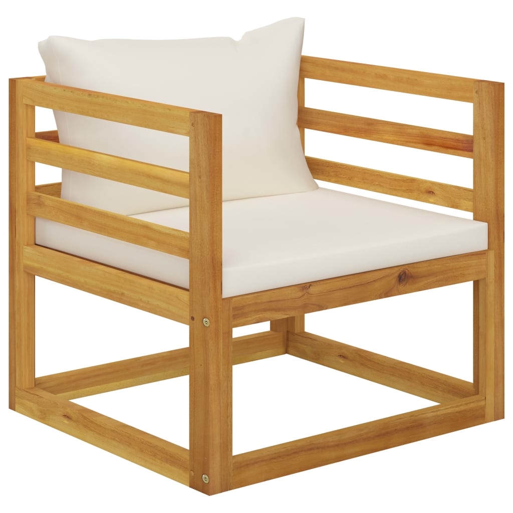 Garden Chair with Cream Cushions Solid Acacia Wood