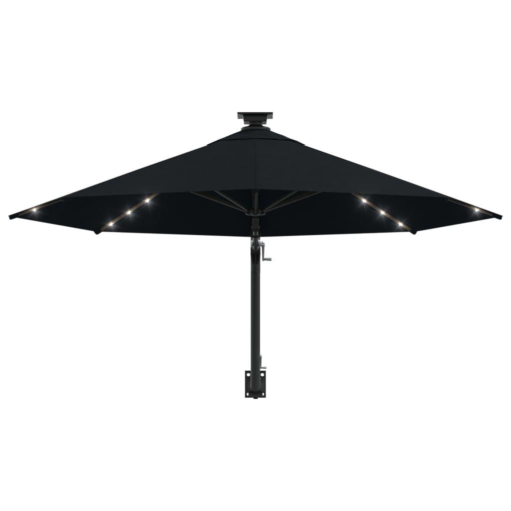 Wall-mounted Garden Parasol with LEDs 300 cm Black