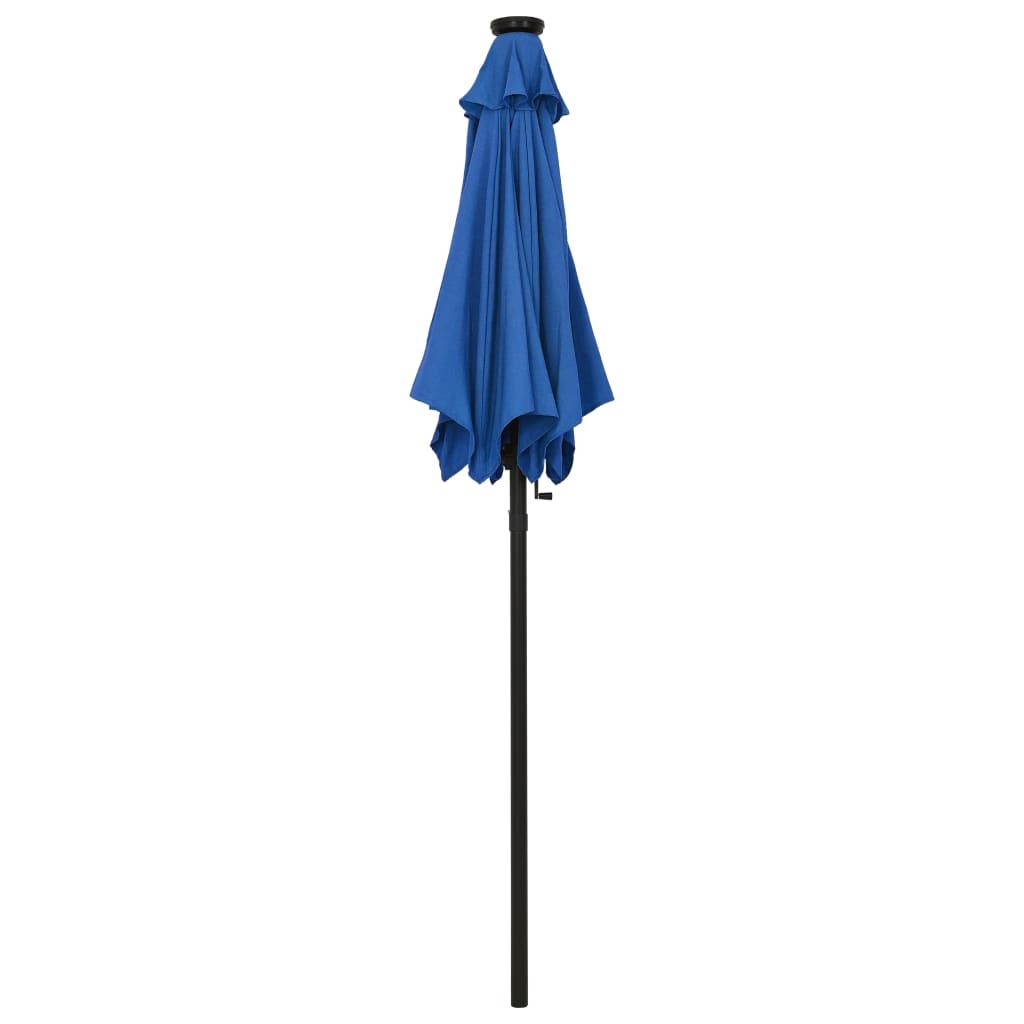 Garden Parasol with LED Lights Azure Blue 200x211 cm Aluminium
