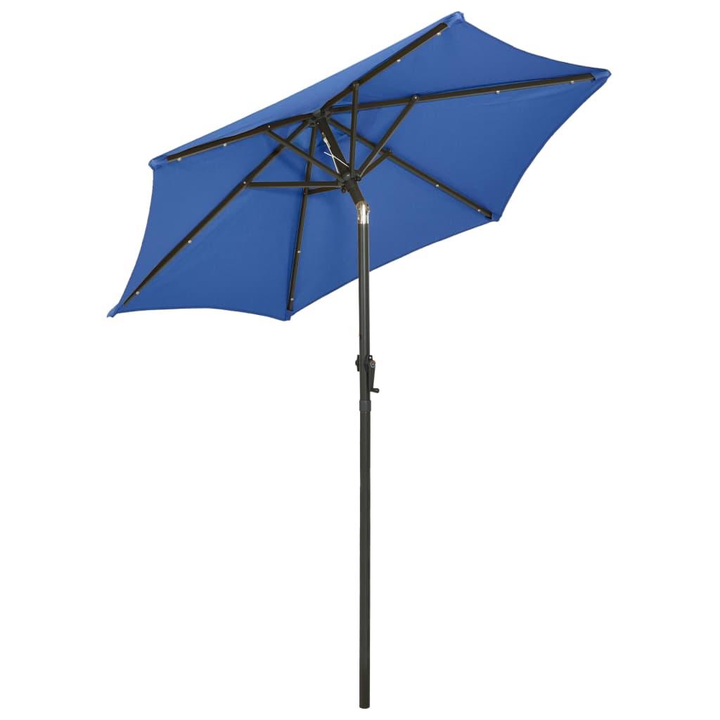 Garden Parasol with LED Lights Azure Blue 200x211 cm Aluminium